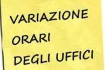 Avviso all'utenza - Variazione orario sportello Polizia Locale 